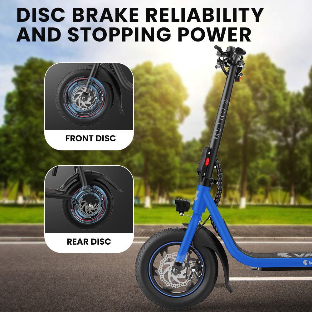 VALK Electric Scooter with Seat, Disc brakes, 12" Tyres, AU Compliant, for Adults, Teens, Commuter, Blue