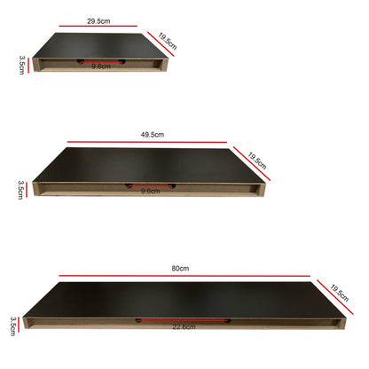 Ekkio Floating Shelf Set of 3 Black