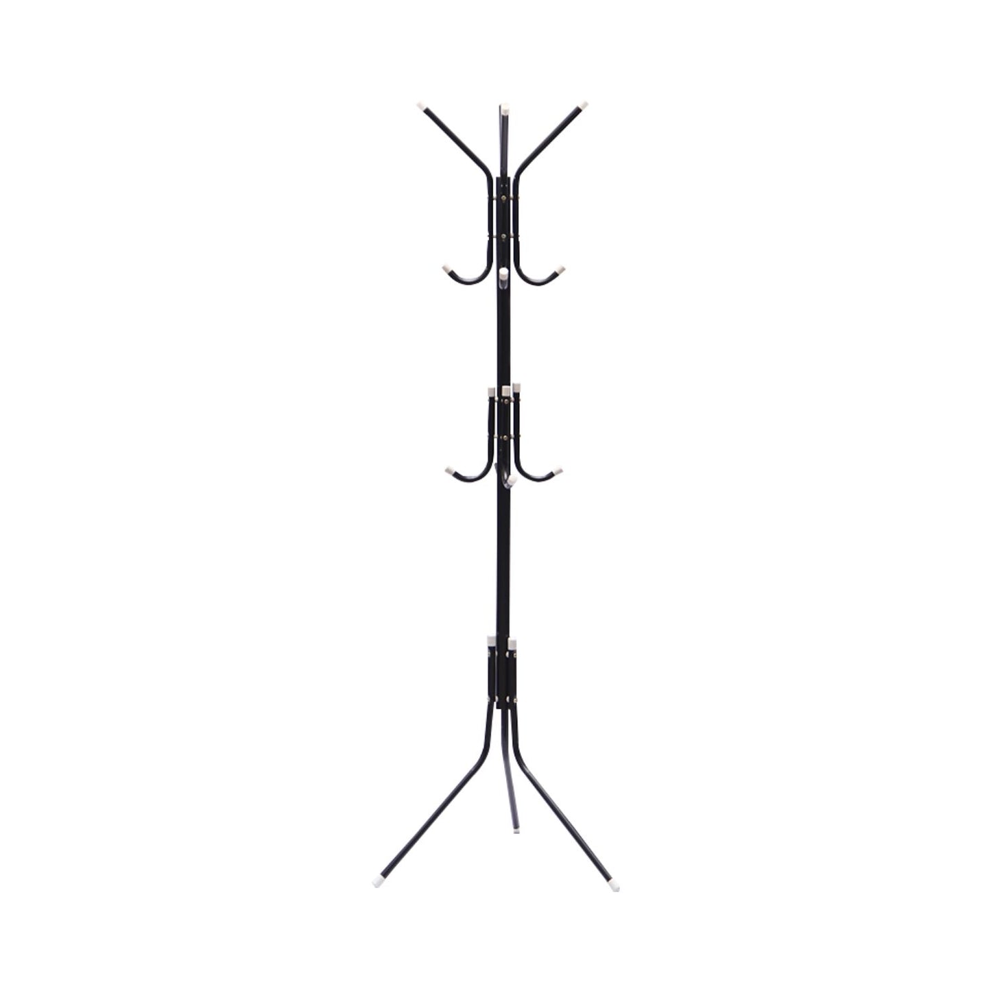 EKKIO 12 Hook Metal Coat Rack Stand with 3-Tier Hat Hanger (Black)EK-CRS-102-GQR