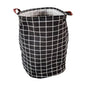 GOMINIMO Laundry Basket Round Foldable (Black Square)