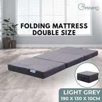 GOMINIMO 3 Fold Folding Mattress Double Light Grey