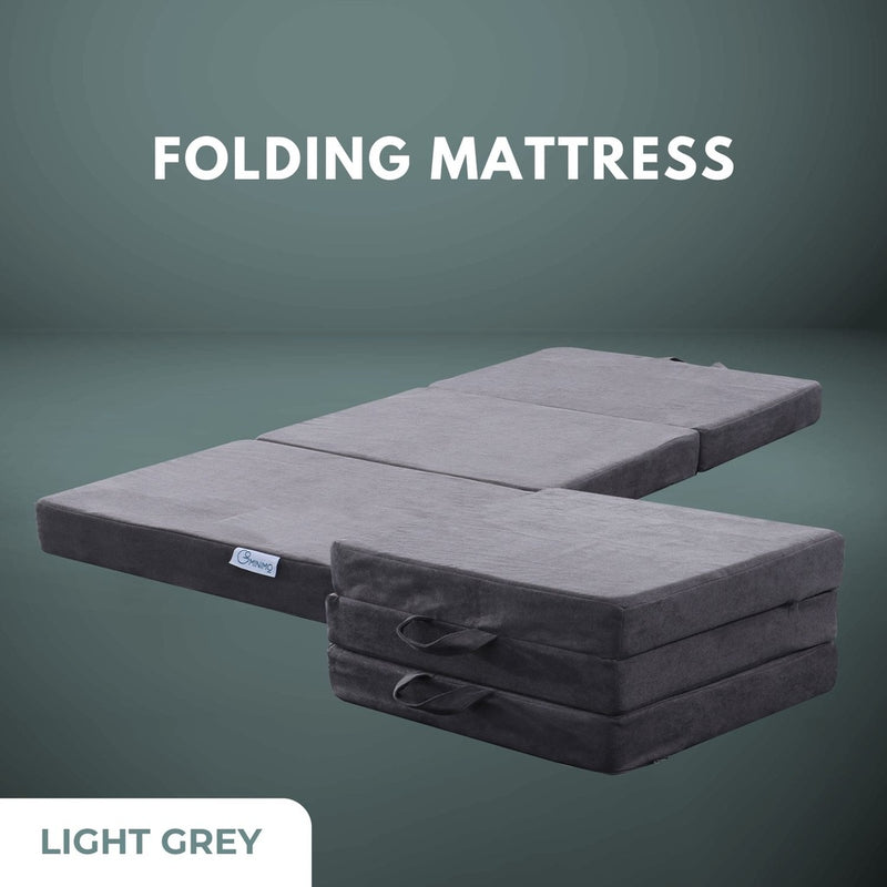 GOMINIMO 3 Fold Folding Mattress Double Light Grey