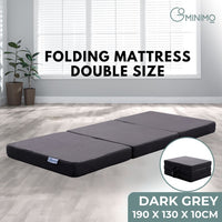 GOMINIMO 3 Fold Folding Mattress Double Dark Grey