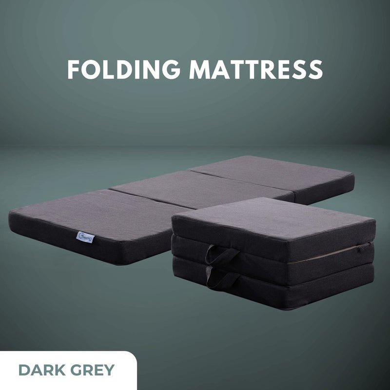 GOMINIMO 3 Fold Folding Mattress Double Dark Grey