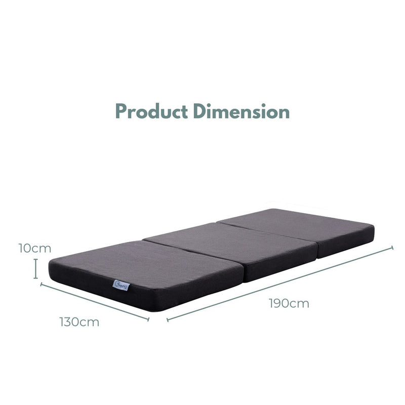 GOMINIMO 3 Fold Folding Mattress Double Dark Grey