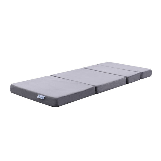 GOMINIMO 4 Fold Memory Foam Folding Mattress Dark Grey Velvet GO-FM-104-EON