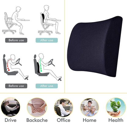 GOMINIMO Gel Infused Memory Foam Lumbar Back Support Pillow with 1 Adjustable Straps (Black)