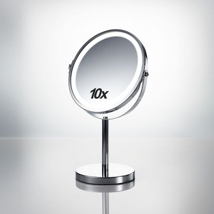 GOMINIMO 7 Inch LED Makeup Mirror with 10x Magnifying (Silver) GO-MMR-102-ZL