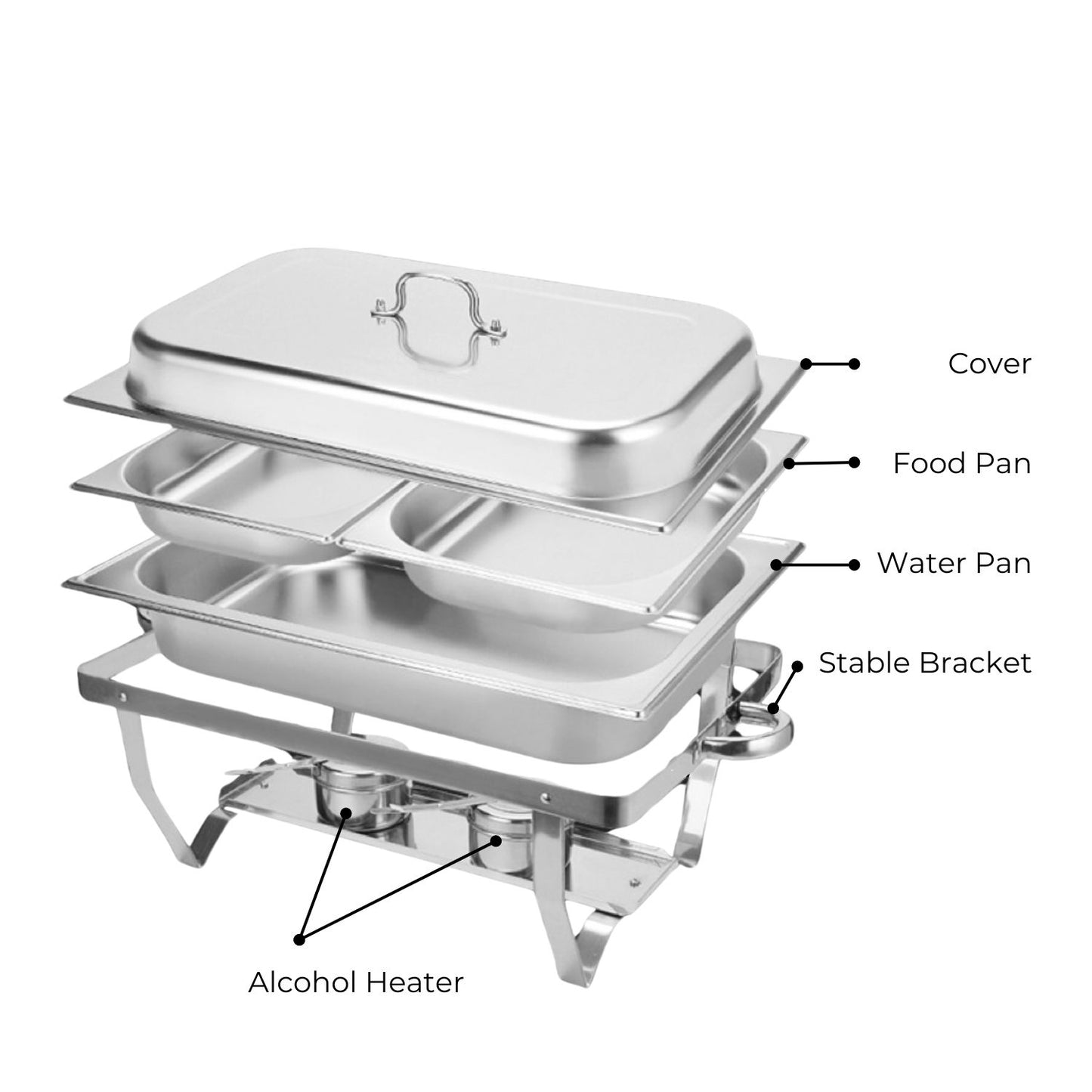 GOMINIMO 9L Chafing Dish Stainless Steel Food Buffet Warmer Pan (2x4.5L Dual Trays) GO-CDB-100-JZY