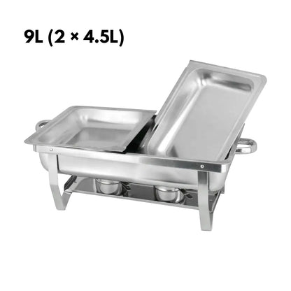 GOMINIMO 9L Chafing Dish Stainless Steel Food Buffet Warmer Pan (2x4.5L Dual Trays) GO-CDB-100-JZY