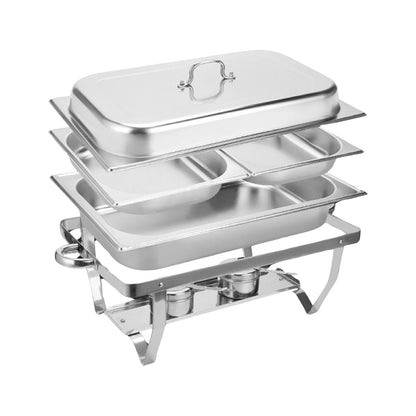 GOMINIMO 9L Chafing Dish Stainless Steel Food Buffet Warmer Pan (2x4.5L Dual Trays) GO-CDB-100-JZY