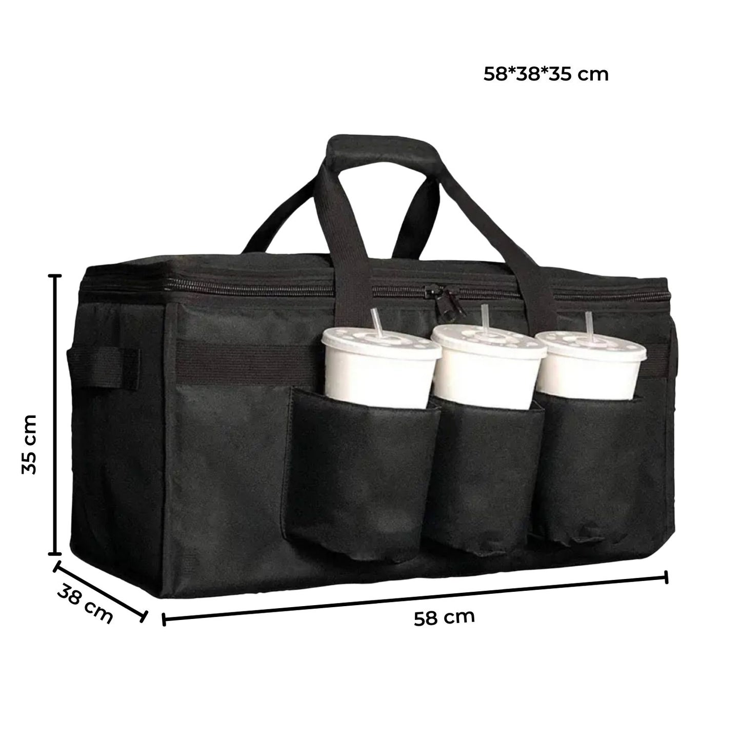 GOMINIMO Insulated Food Delivery Bag with Cup Holders (Black & Grey)