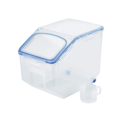 GOMINIMO Multipurpose Food Storage Container with Lids and Cup for Pet Food or Rice Grains (Clear/Blue)