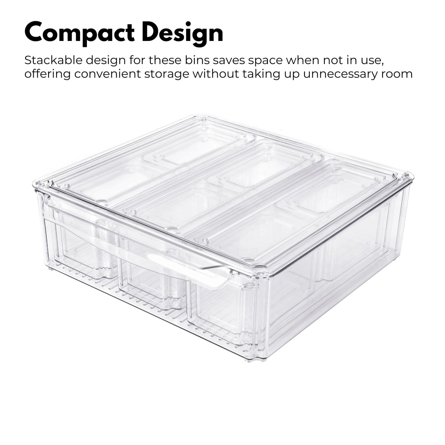 GOMINIMO 10 Pack Clear Stackable Fridge Organiser Bins with Lids (Transparent)