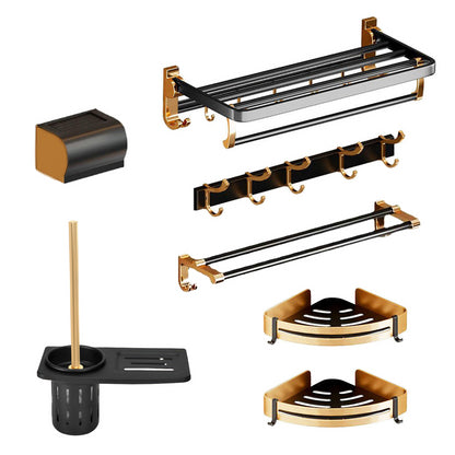 Gominimo Bathroom Wall Mount Black Gold Accessories Set (H)