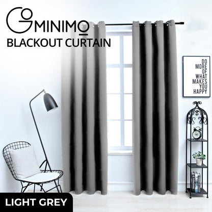 GOMINIMO Blackout Window Curtains for Thermal Insulated Room (Set of 2, W132cm x D213cm, Light Grey)