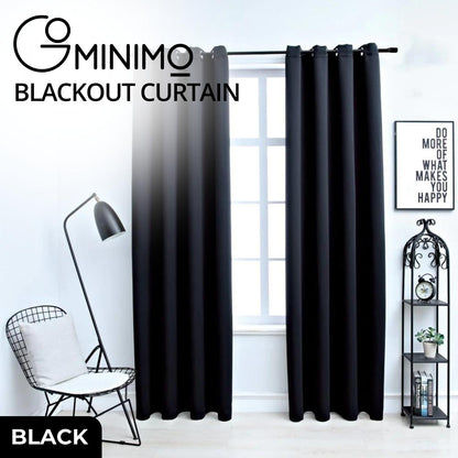 GOMINIMO Blackout Window Curtains for Thermal Insulated Room (Set of 2, W132cm x D243cm, Black)