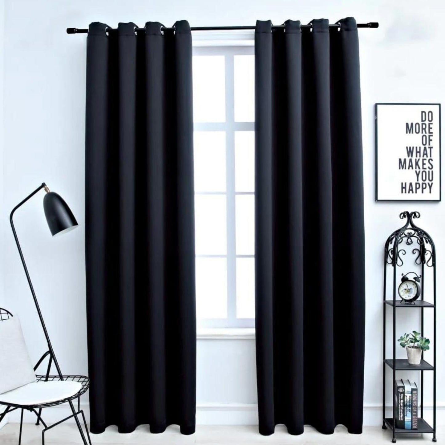 GOMINIMO Blackout Window Curtains for Thermal Insulated Room (Set of 2, W132cm x D243cm, Black)