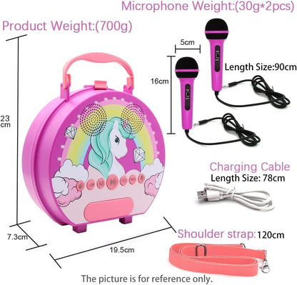 GOMINIMO Kids Portable Karaoke with Two Microphones (Round, Purple Unicorn) GO-KMM-105-HXDW