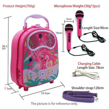 GOMINIMO Kids Portable Karaoke with Two Microphones (Rectangle, Pink Flamingo)