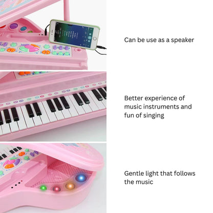 GOMINIMO Kids Electronic Piano Keyboard Toy with Microphone and Chair (Pink) GO-MAT-102-XC