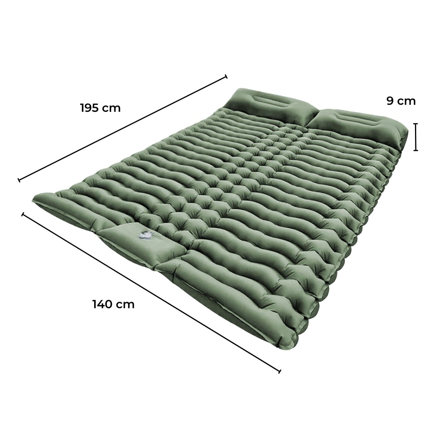 KILIROO Double Inflatable Camping Sleeping Pad with Pillow (Army Green)