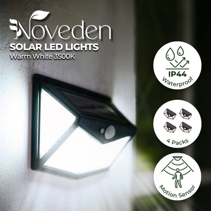 NOVEDEN 4 Packs Solar LED Lights with 3 Light Modes (Black)