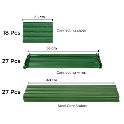 NOVEDEN 3 Sets Tomato Supports Cages with 20 Clips , 50 Twist Tie and 30meters Rope (Green)