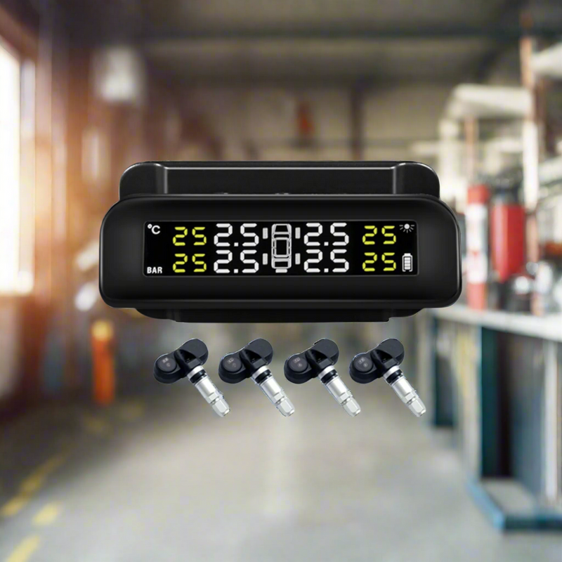 RYNOMATE Tire Pressure Monitoring System (External Solar Power Stick on Windshield 4 Sensor)