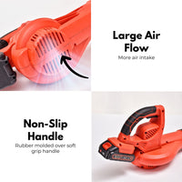 RYNOMATE 21V Cordless Leaf Blower with Lithium Battery and Charger Kit (Red and Black)