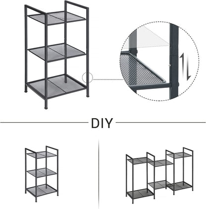 SONGMICS Bathroom Shelf 3-Tier Storage Rack with Adjustable Shelf Black