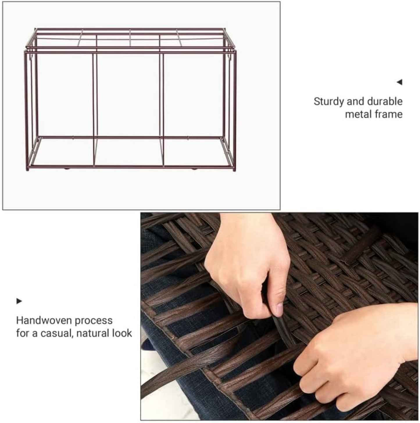 SONGMICS Storage Basket with Lid 160L Metal Frame Brown