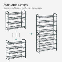 SONGMICS 4-Tier Shoe Rack Storage 16 Pairs Organizer Gray