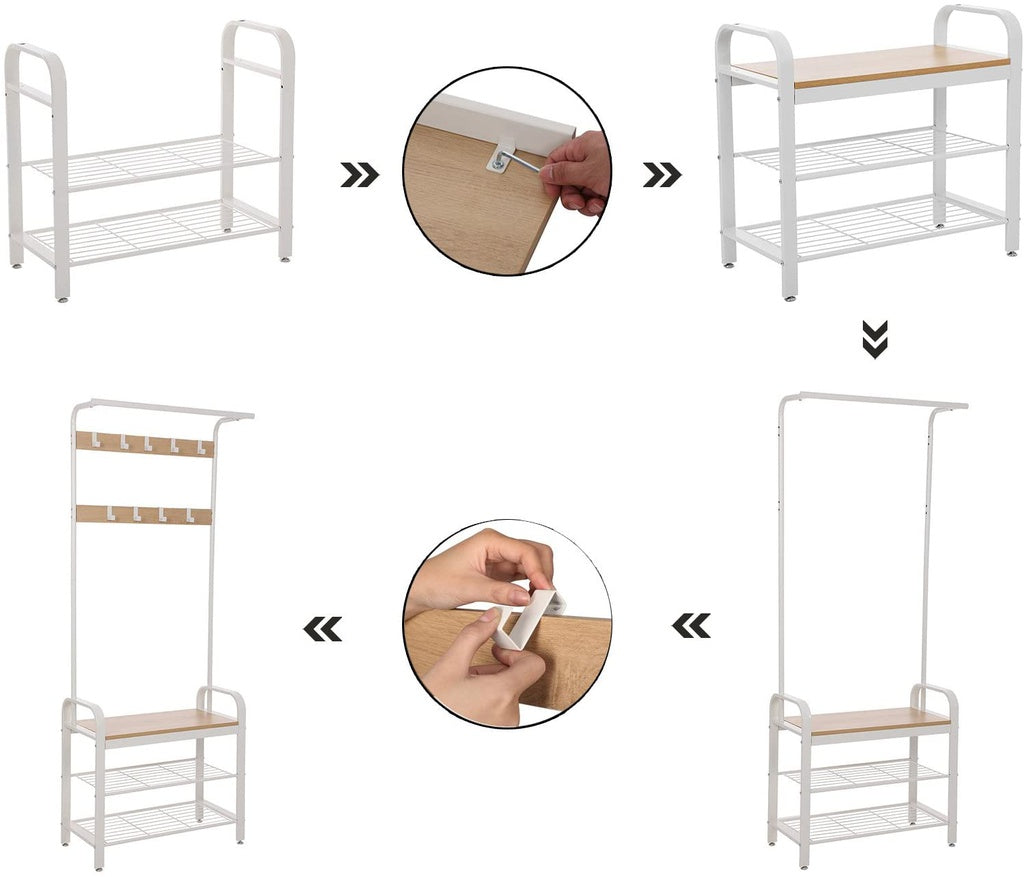 VASAGLE Coat Rack Stand 175cm White