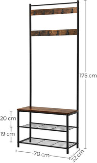 VASAGLE Coat Rack Stand Height 175 cm Rustic Brown
