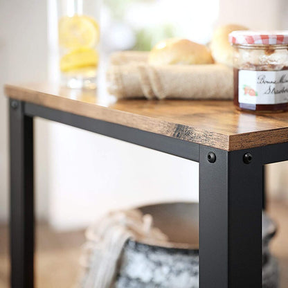 VASAGLE Coffee Table with Mesh Shelf Rustic Brown and Black