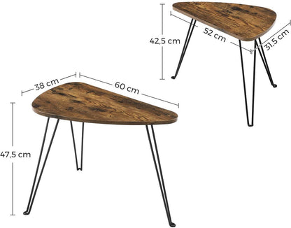 VASAGLE Nesting Table Triangle Rustic Brown and Black