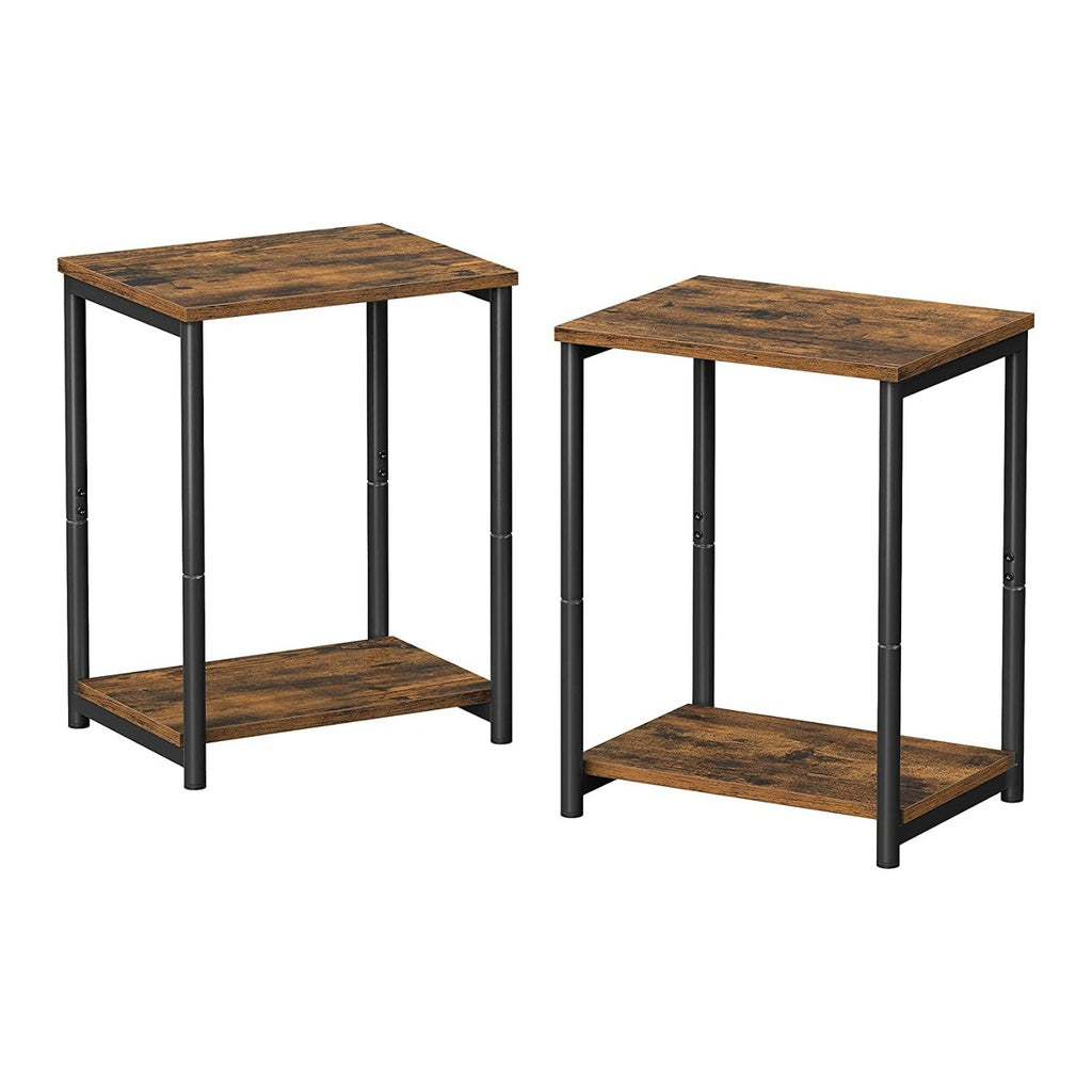 VASAGLE Side Table Set of 2 Vintage Brown with Storage Shelf