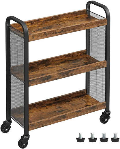 VASAGLE Utility Cart Rustic Brown