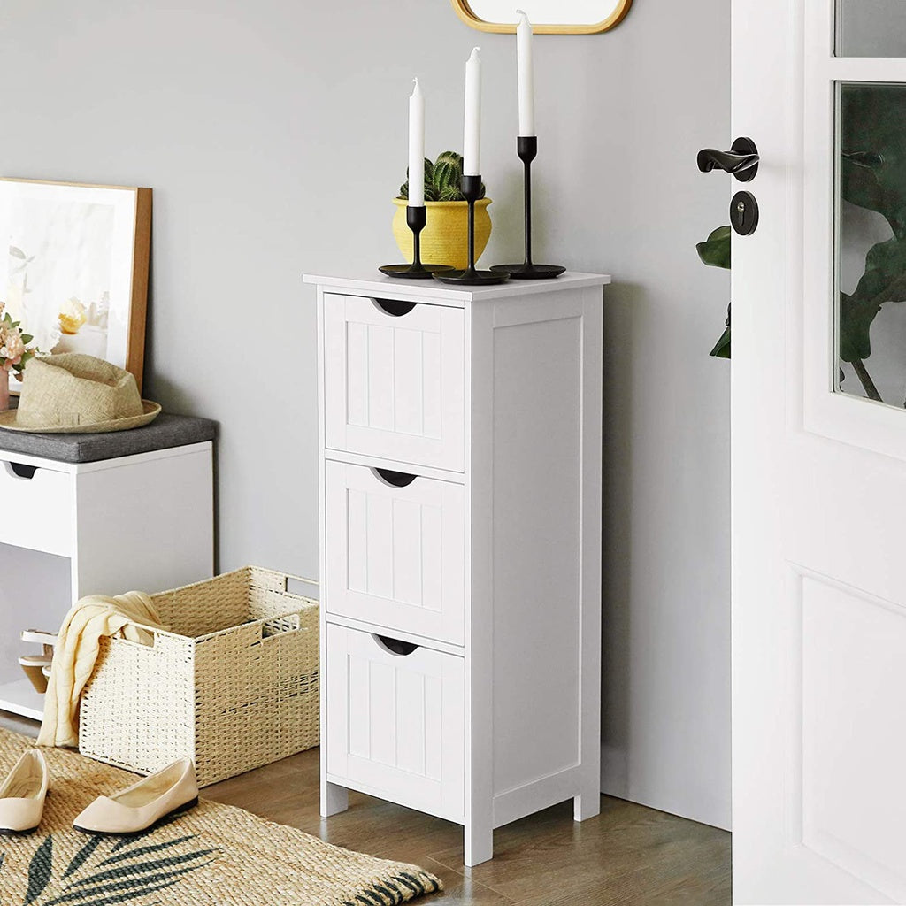 VASAGLE Floor Cabinet with 3 Drawers White