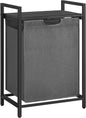 VASAGLE Laundry Hamper with Shelf and Pull-Out Bag 65L Black and Gray