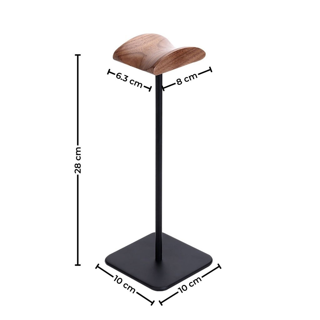 VOCTUS Walnut Wood & Aluminum Headset Stand (Black)