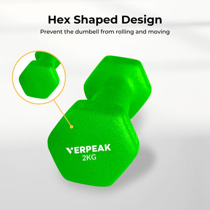 Verpeak Neoprene Dumbbell 2kg x 2 Green