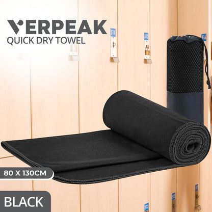 VERPEAK Quick Dry Gym Sport Towel 80*130CM (Black)