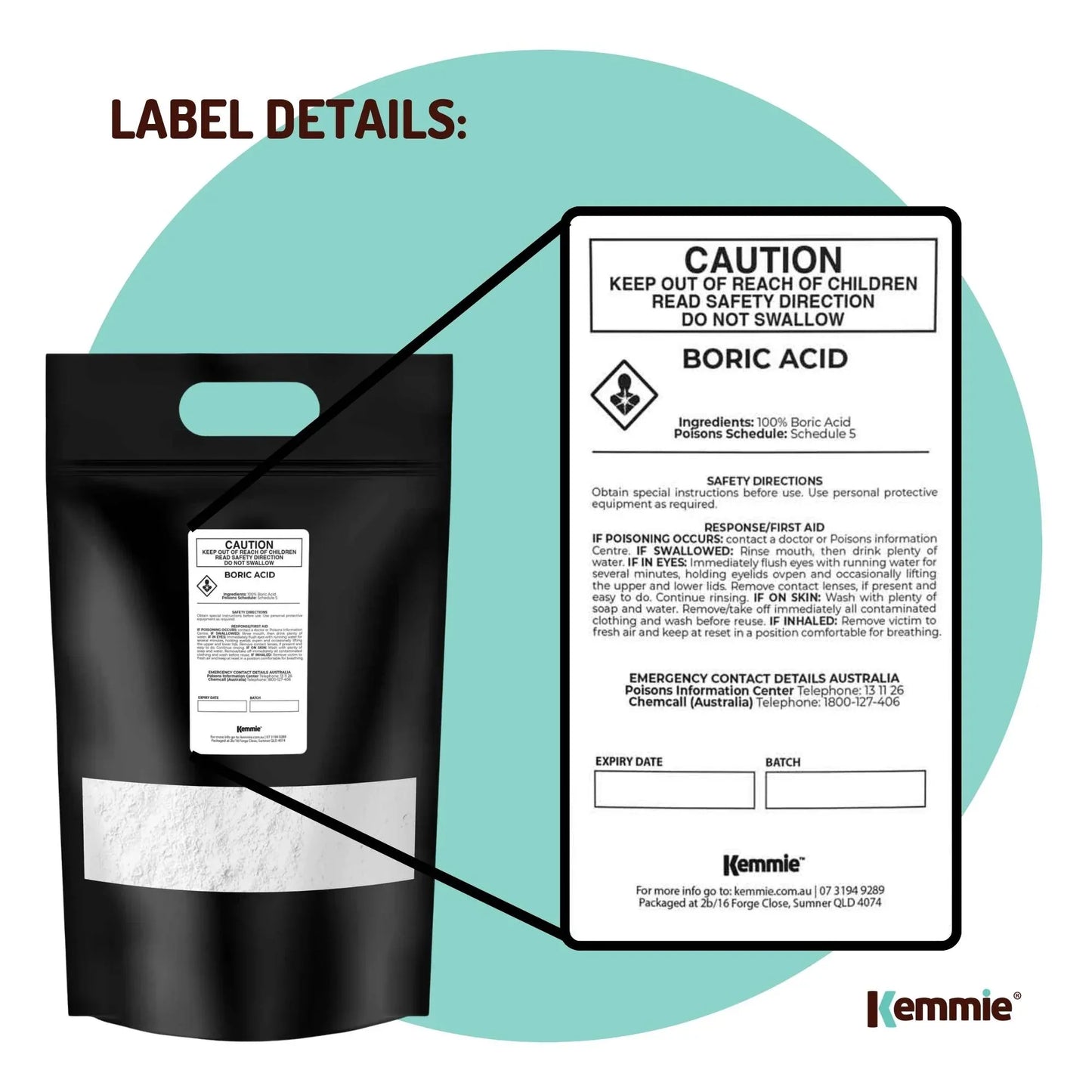 20Kg Boric Acid Powder 99.9% Pure - Soluble Orthoboric Acid H3BO3
