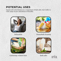 Orku 100g Epsom Salt - Magnesium Sulphate Bath Salts For Skin Body Sulfate