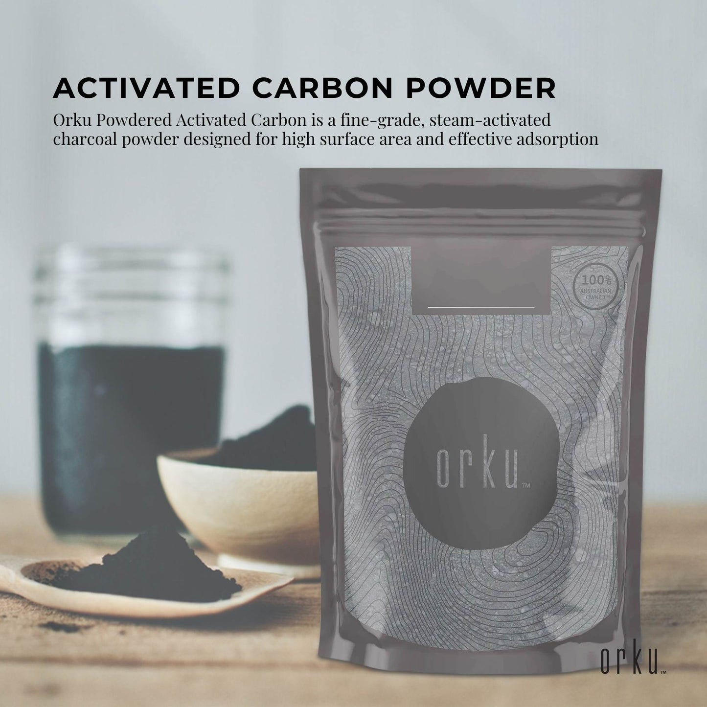 Orku 50g Activated Carbon Powder Coconut Charcoal -  Water Filtration