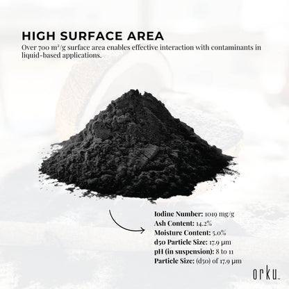 Orku 20Kg Activated Carbon Powder Coconut Charcoal - Water Filtration