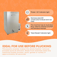 70L Electric Chicken Scalder Machine - Stainless Steel Poultry Turkey Scalding