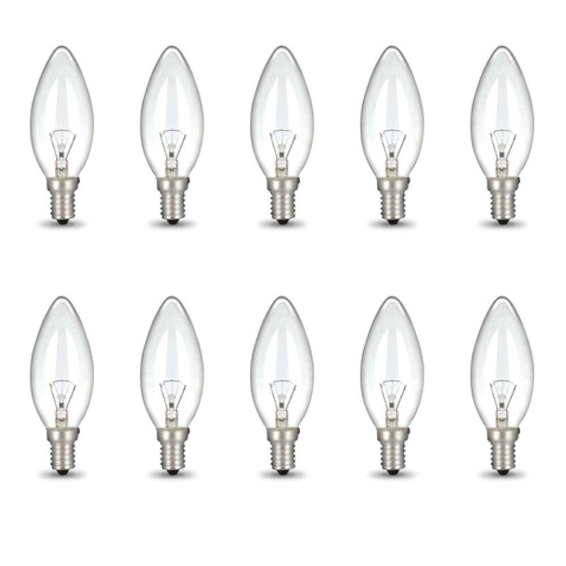 Bulk 10x E14 40W 220V Light Bulbs - C35 Candle Globe For Himalayan Salt Lamp